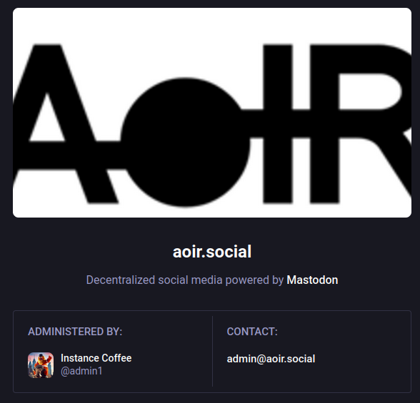 A screenshot of AoIR.social, a Mastodon instance