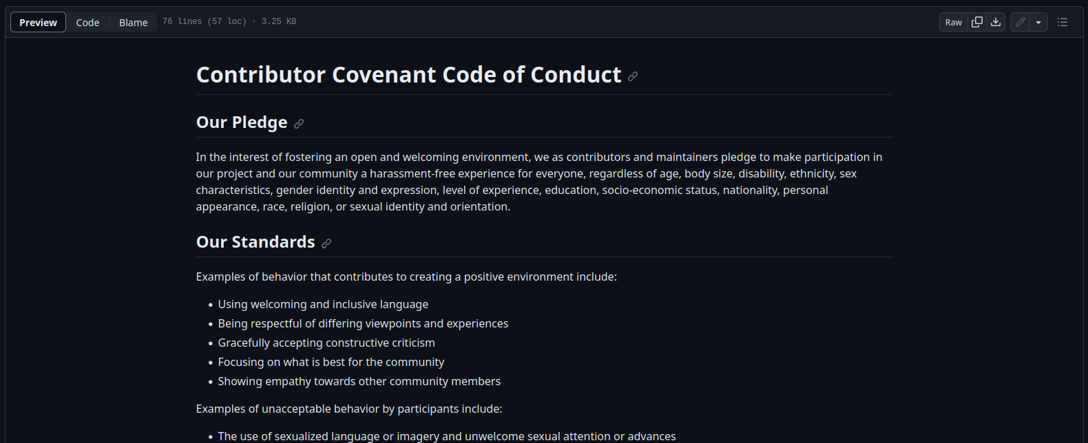 Contributor Covenant, a code of conduct for free and open source software development.