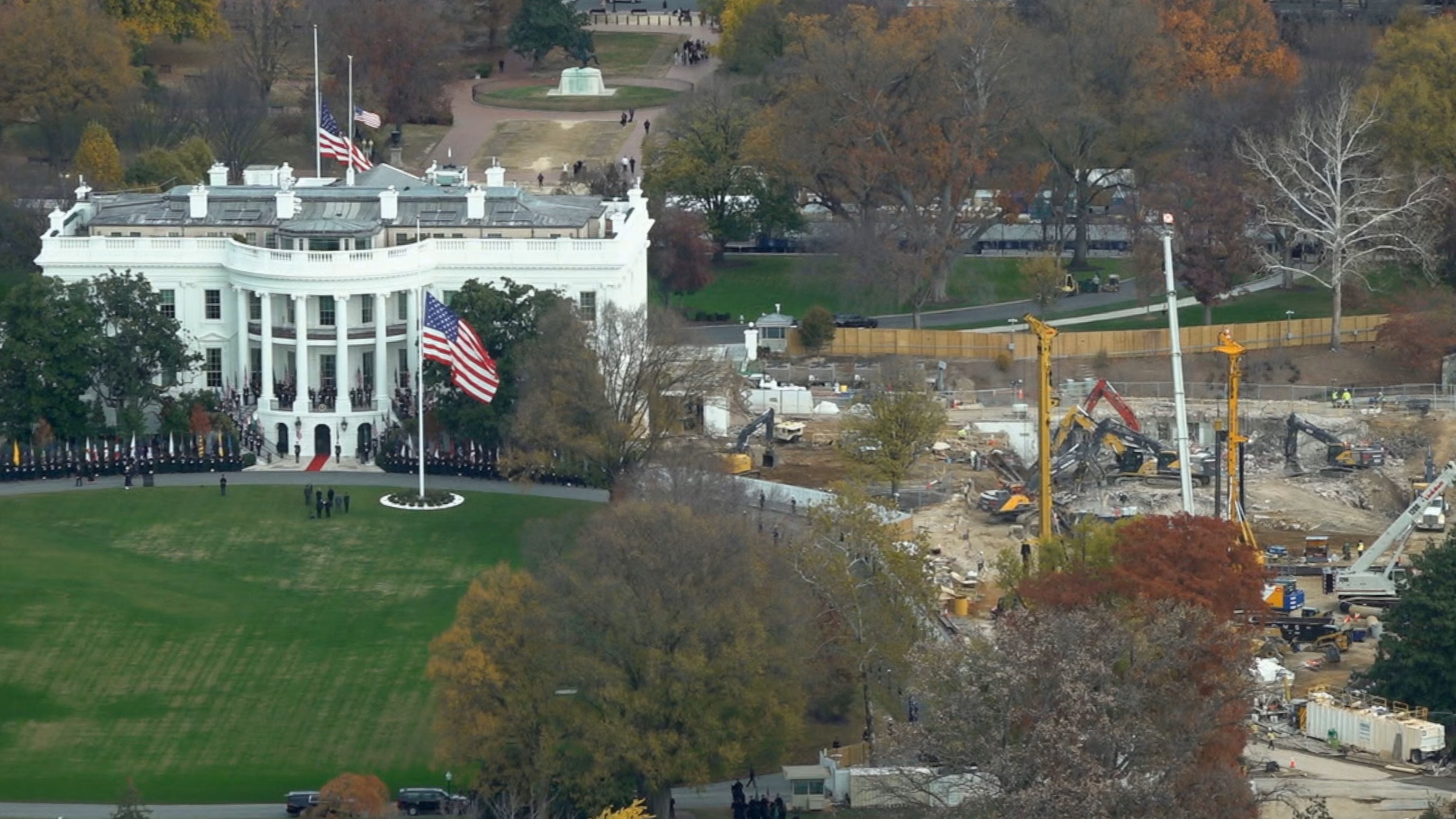 a gaping hole in the ground where the White House's East Wing used to be