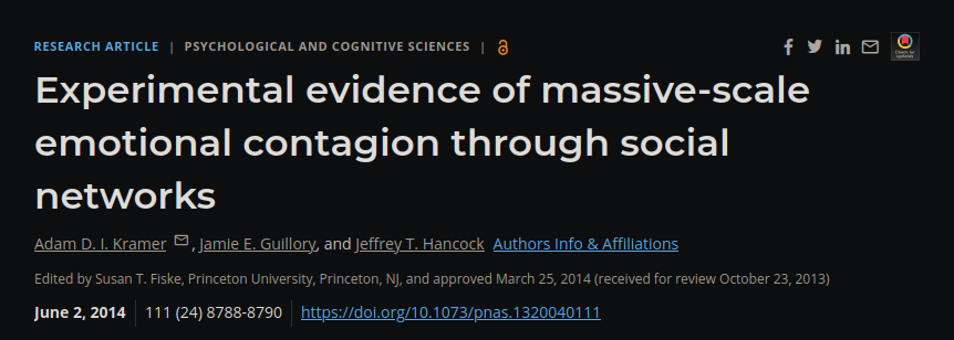 A screenshot of the 2015 Emotional Contagion study on Facebook