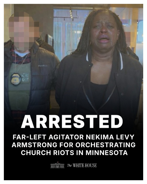 An image posted by the Trump White House. It's of an activist by the name of Levy-Armstrong. However, the White House used generative AI to alter the image to make her look like she's crying
